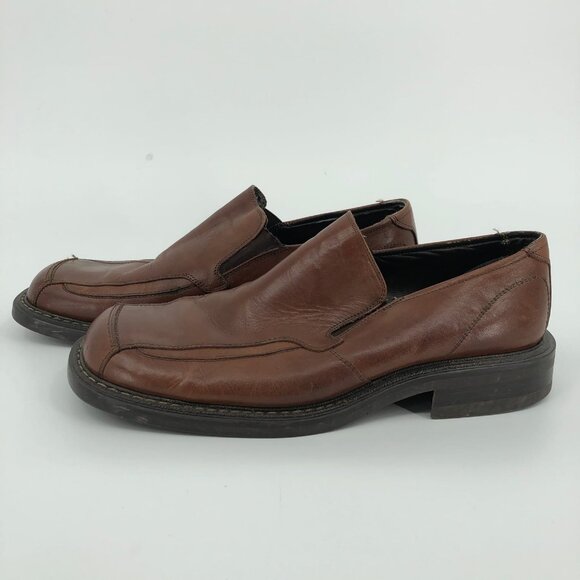 Franco Fortini Brown Leather Loafers | Square Toe & Block Heel - Picture 3 of 5